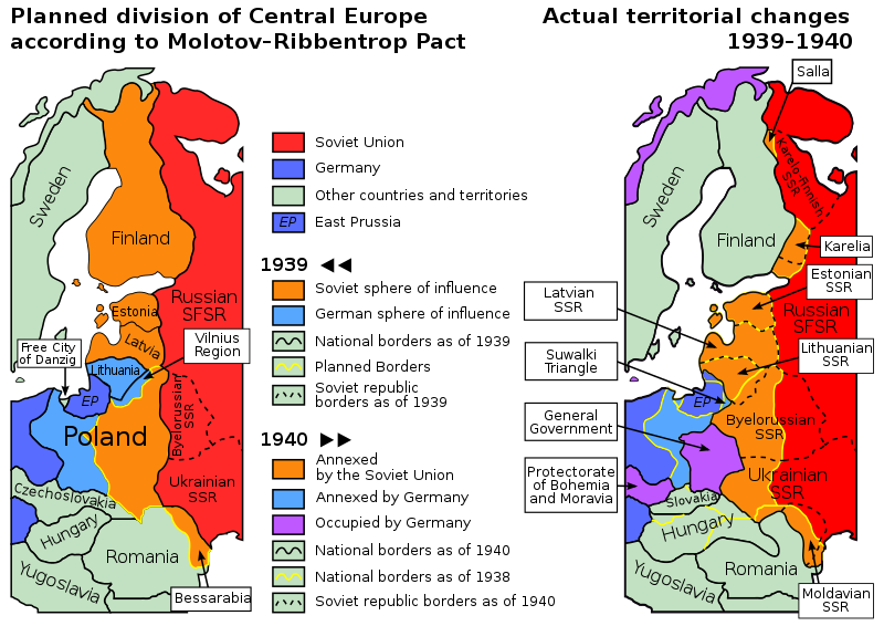 map of Molotov-Ribbentrop pact